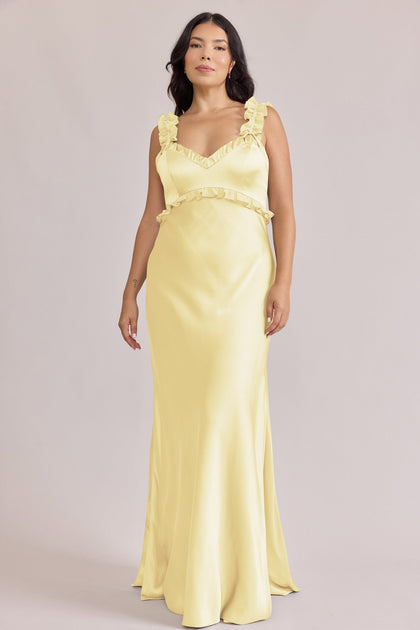 Romy Satin + Chiffon Dress | Made To Order | Yellow Chiffon / Yellow Satin