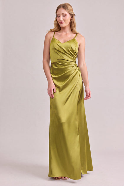 Rory Satin Dress | Made To Order | Chartreuse