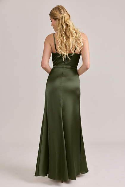 Rory Satin Dress | Made To Order | Deep Olive