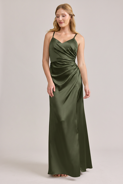 Rory Satin Dress | Made To Order | Deep Olive