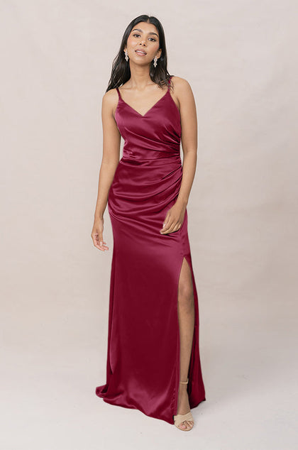 Rory Satin Dress | Made To Order | Berry