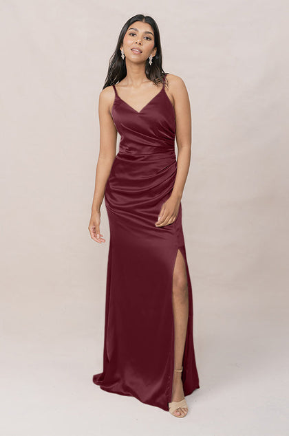 Rory Satin Dress | Made To Order | Cabernet