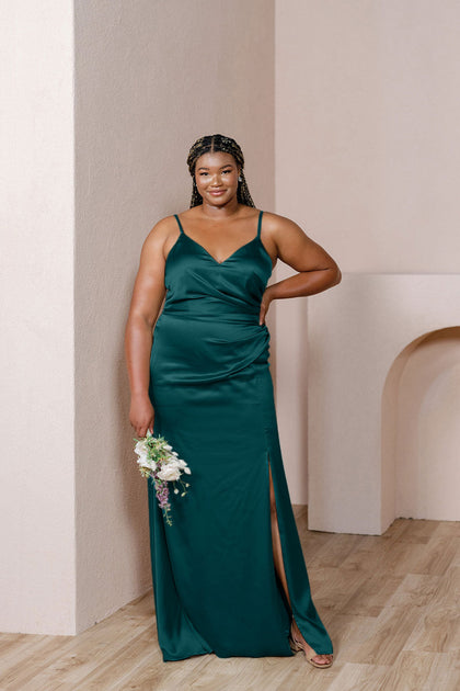 Rory Satin Dress | Classic Emerald