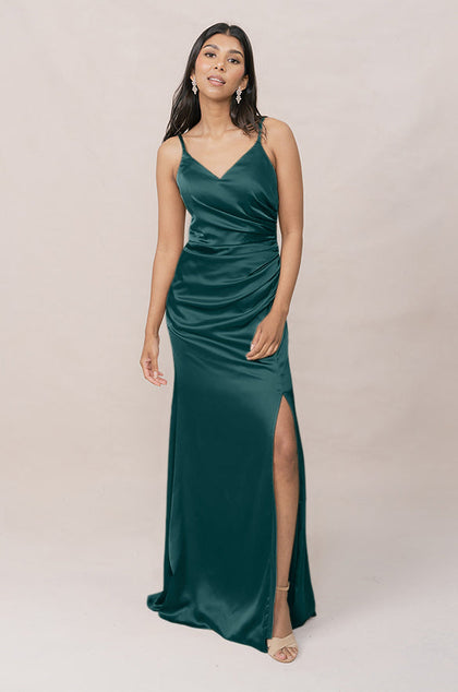 Rory Satin Dress | Made To Order | Emerald