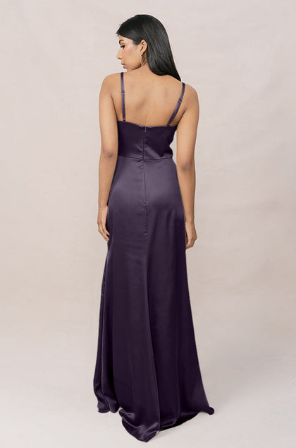 Rory Satin Dress | Made To Order | Eggplant