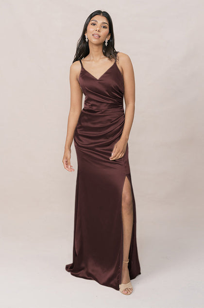 Rory Satin Dress | Made To Order | Mahogany