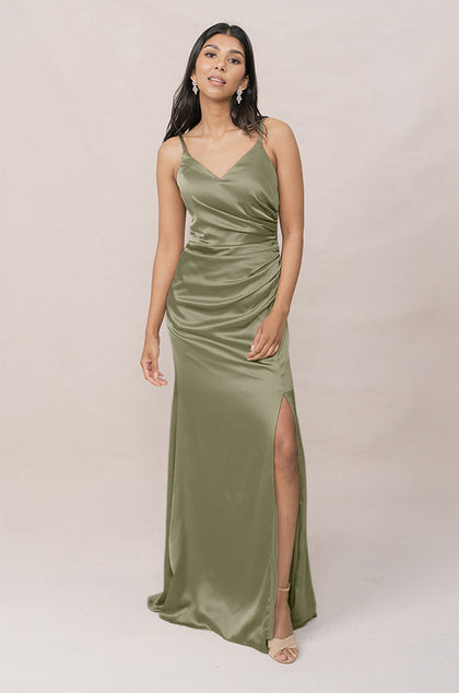 Rory Satin Dress | Made To Order | Moss