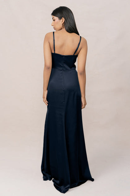 Rory Satin Dress | Made To Order | Navy Blue