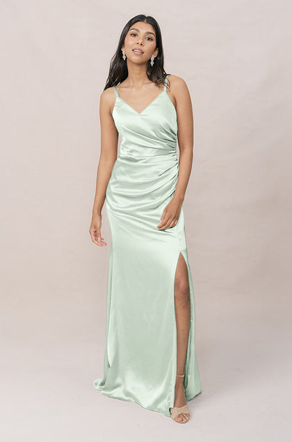 Rory Satin Dress | Made To Order | Pistachio