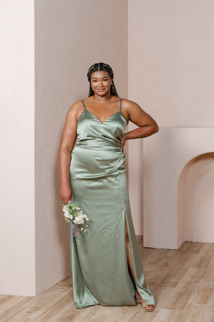 Rory Satin Dress | Silver Sage