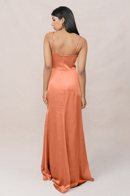 Rory Satin Dress | Made To Order | Tangerine