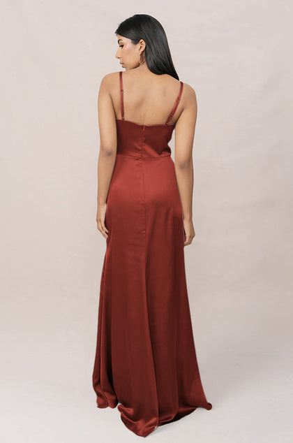 Rory Satin Dress | Made To Order | Terracotta Rust
