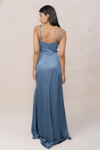 Rory Satin Dress | Made To Order | True Blue