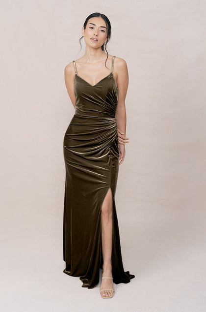 Rory Velvet Dress | Made To Order | Olive