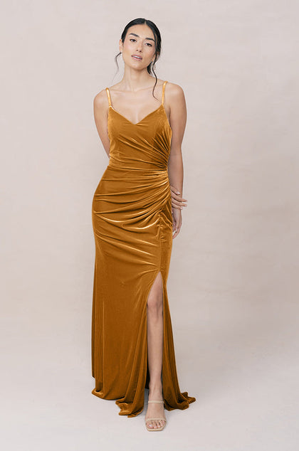 Rory Velvet Dress | Made To Order | Mustard