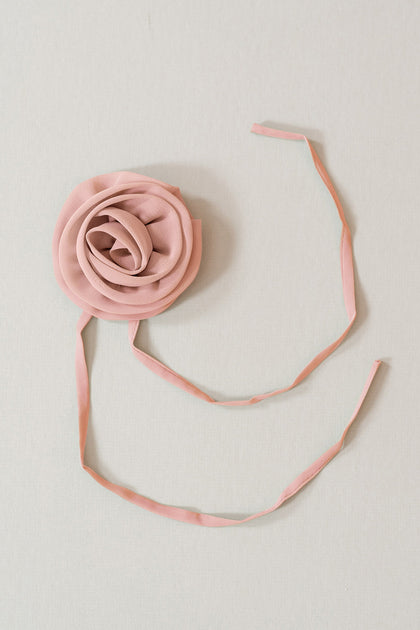 Chiffon Rose Neck Tie | Made To Order | Blushing Bride