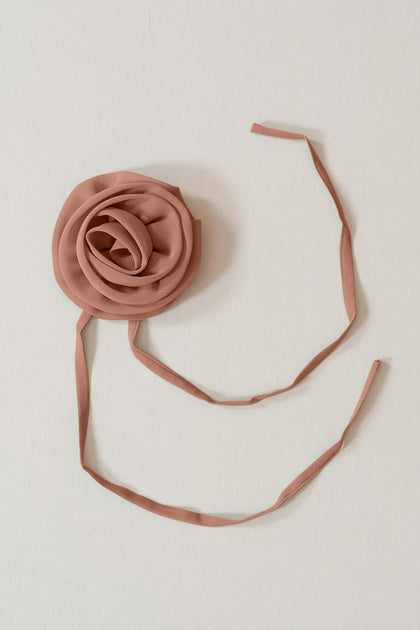 Chiffon Rose Neck Tie | Made To Order | Desert Rose