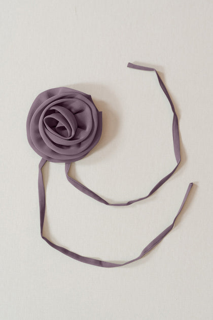 Chiffon Rose Neck Tie | Made To Order | Dusty Purple