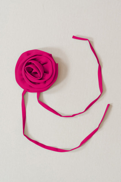 Chiffon Rose Neck Tie | Made To Order | Hot Pink