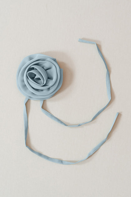 Chiffon Rose Neck Tie | Made To Order | Light Blue