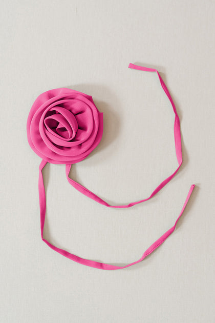 Chiffon Rose Neck Tie | Made To Order | Malibu Pink