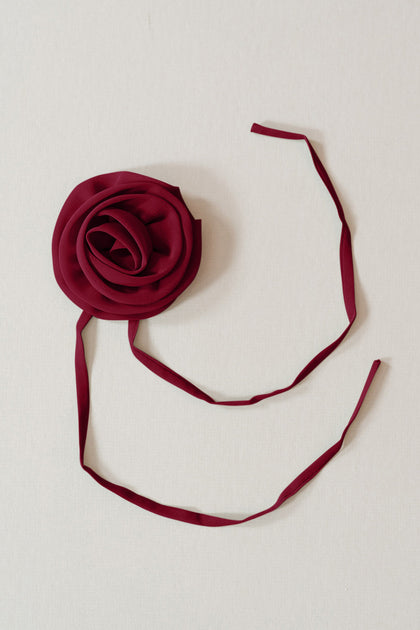 Chiffon Rose Neck Tie | Made To Order | Marsala