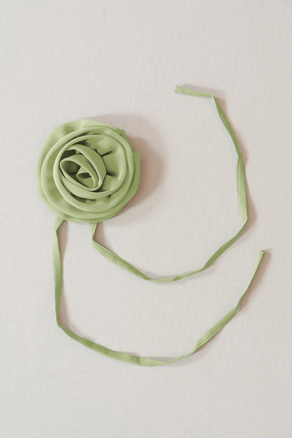 Chiffon Rose Neck Tie | Made To Order | Matcha