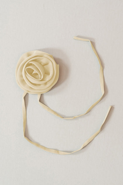 Chiffon Rose Neck Tie | Made To Order | Pale Yellow