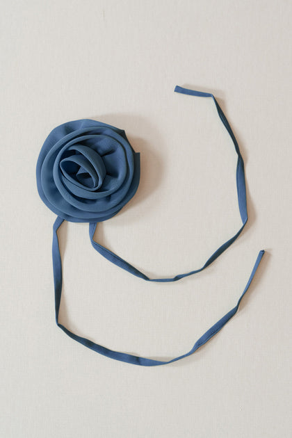Chiffon Rose Neck Tie | Made To Order | Romantic Blue