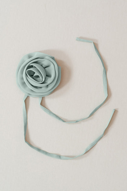 Chiffon Rose Neck Tie | Made To Order | Sage