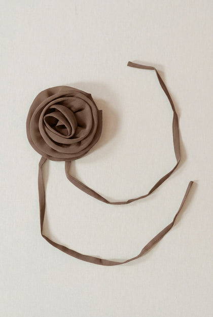 Chiffon Rose Neck Tie | Made To Order | Truffle