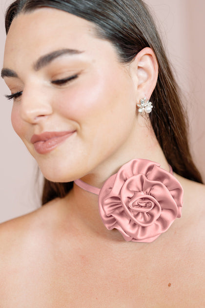 Satin Rose Neck Tie | Made To Order | Blushing Bride