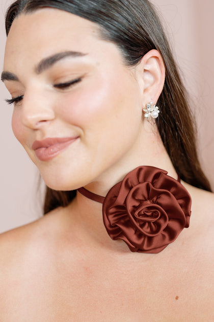Satin Rose Neck Tie | Made To Order | Cinnamon Rose