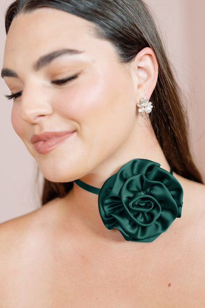Satin Rose Neck Tie | Made To Order | Eggplant