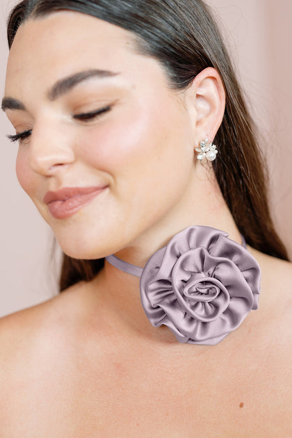 Satin Rose Neck Tie | Made To Order | Lilac