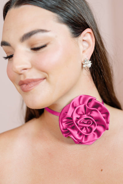 Satin Rose Neck Tie | Made To Order | Malibu Pink