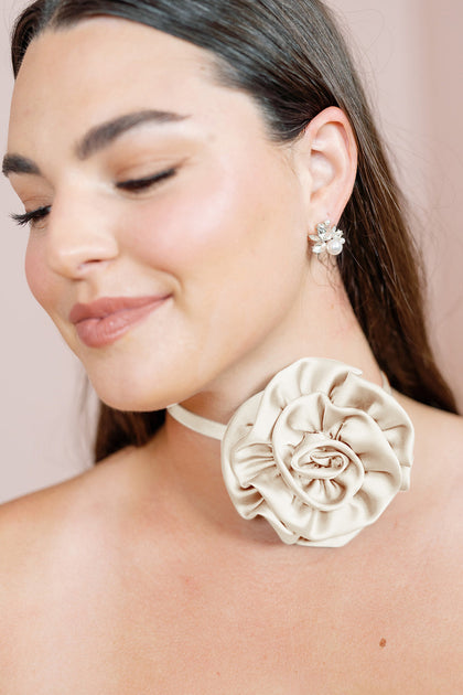 Satin Rose Neck Tie | Made To Order | Pale Yellow