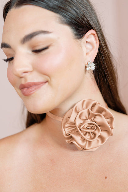 Satin Rose Neck Tie | Made To Order | Peach