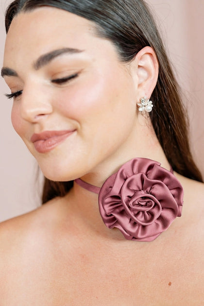 Satin Rose Neck Tie | Made To Order | Raspberry
