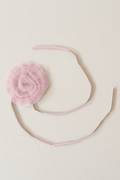 Tulle Rose Neck Tie | Made To Order | Baby Pink