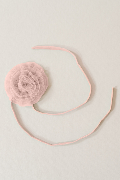 Tulle Rose Neck Tie | Made To Order | Blush