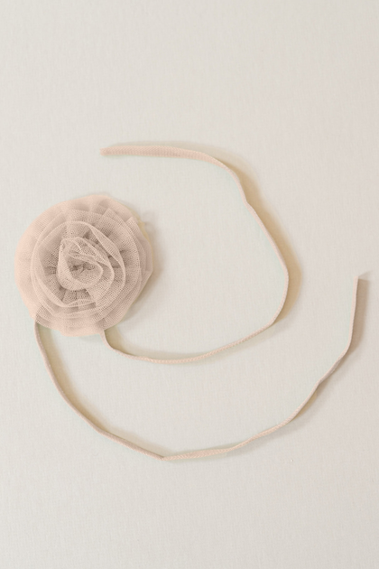Tulle Rose Neck Tie | Made To Order | Champagne