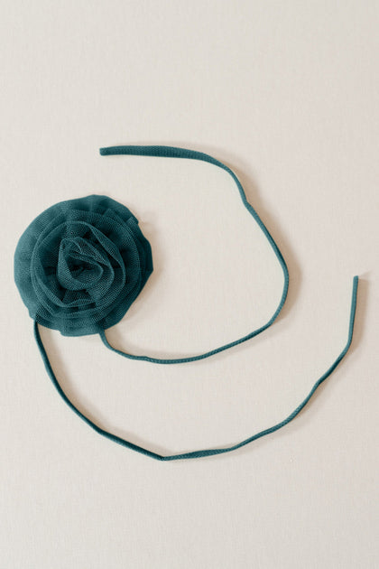 Tulle Rose Neck Tie | Made To Order | Classic Emerald