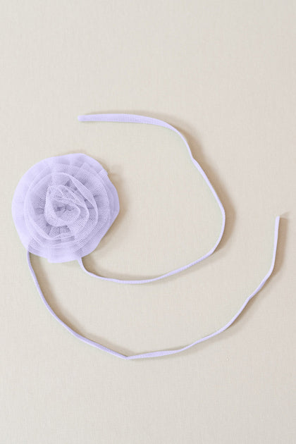 Tulle Rose Neck Tie | Made To Order | Light Lavender