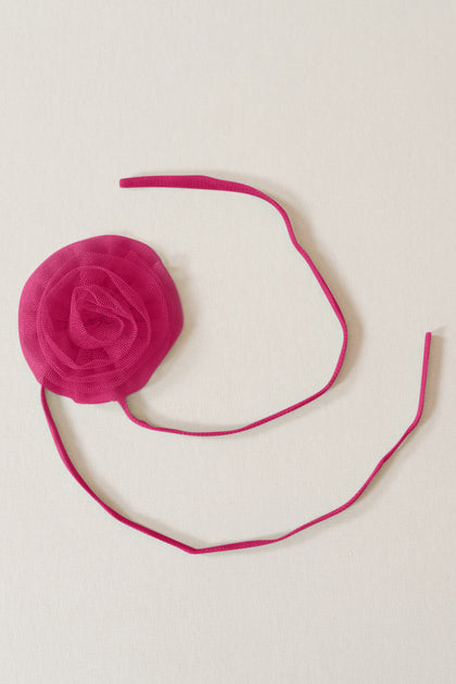 Tulle Rose Neck Tie | Made To Order | Malibu Pink