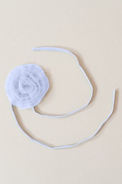 Tulle Rose Neck Tie | Made To Order | Periwinkle