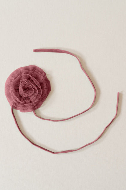 Tulle Rose Neck Tie | Made To Order | Rosewood