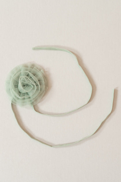Tulle Rose Neck Tie | Made To Order | Sage