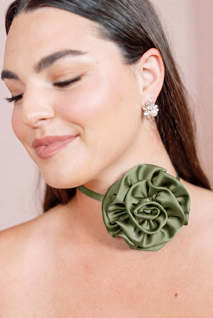 Satin Rose Neck Tie | Made To Order | Fern