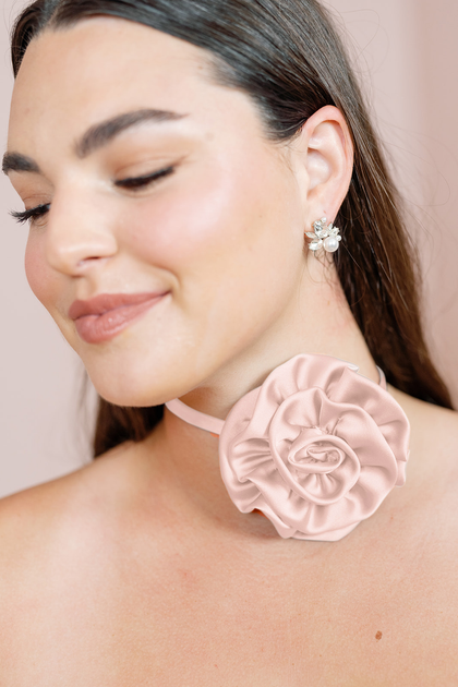 Satin Rose Neck Tie | Made To Order | Blush